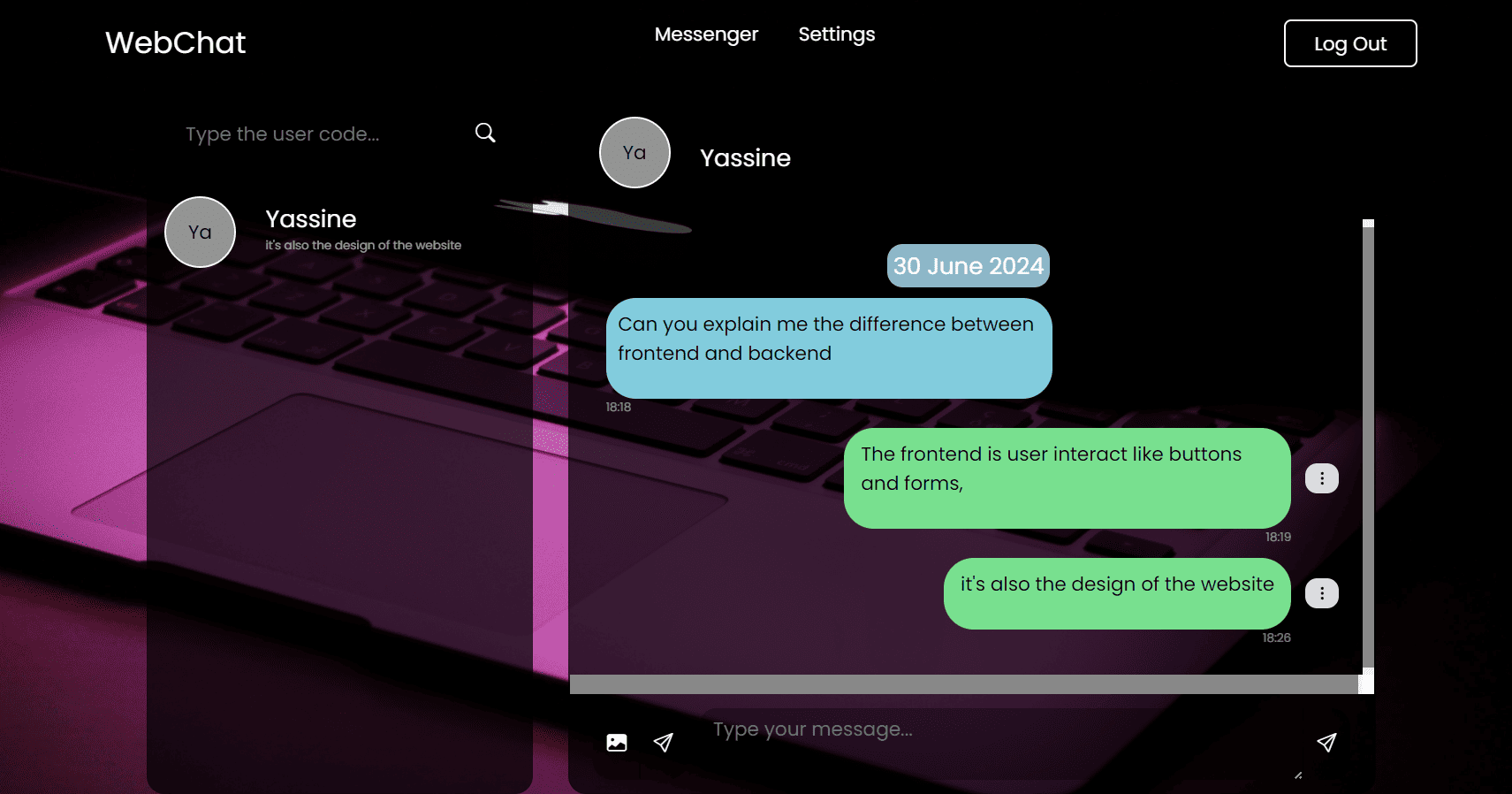 A bright pink sheet of paper used to wrap flowers curves in front of rich blue background